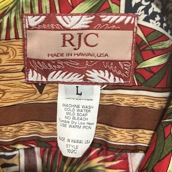RJC short sleeve cotton button down Hawaiian shirt size Large - Picture 4 of 6